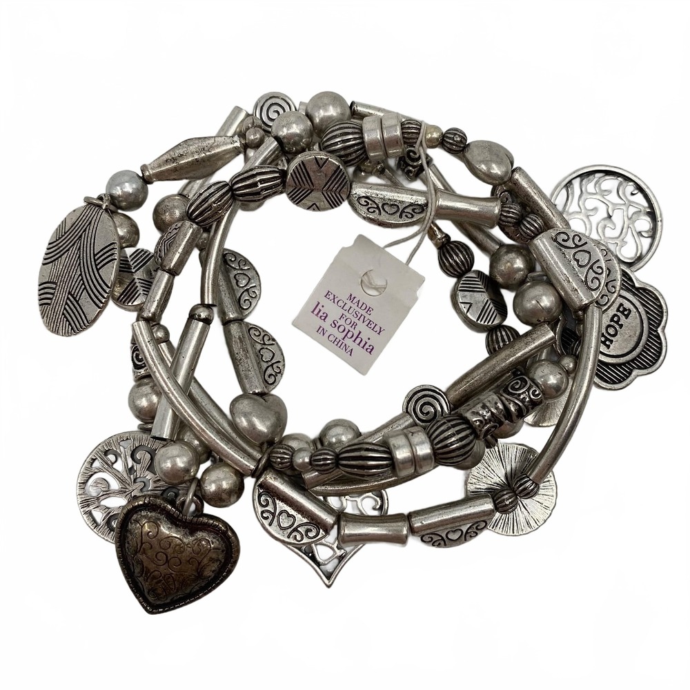 Lia Sophia Silver Layered Charm Bracelet | OS Regular Charm